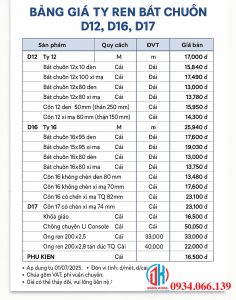 bang gia ty ren bat chuon d12 d16 d17