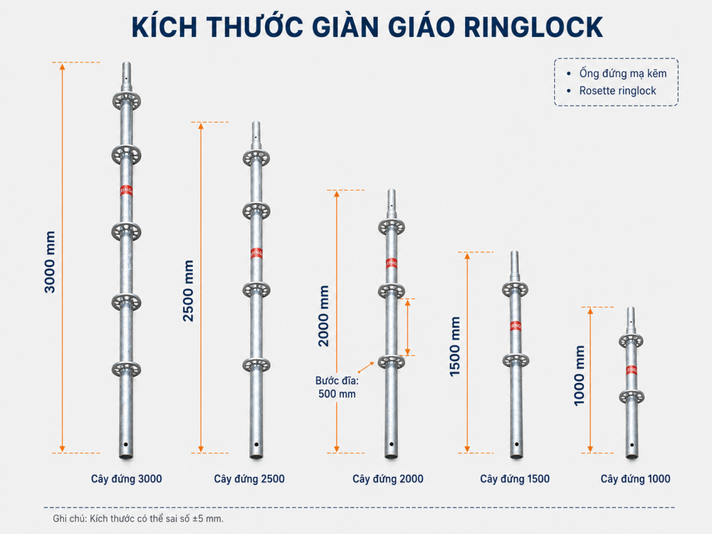 Kích thước giàn giáo xây dựng phổ biến và cách lựa chọn an toàn 8 kich thuoc gian giao ringlock