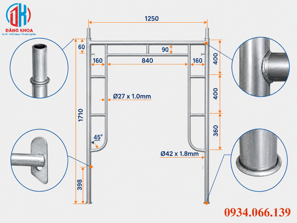 Kích thước giàn giáo xây dựng phổ biến và cách lựa chọn an toàn 12 kich thuoc gian giao xay dung